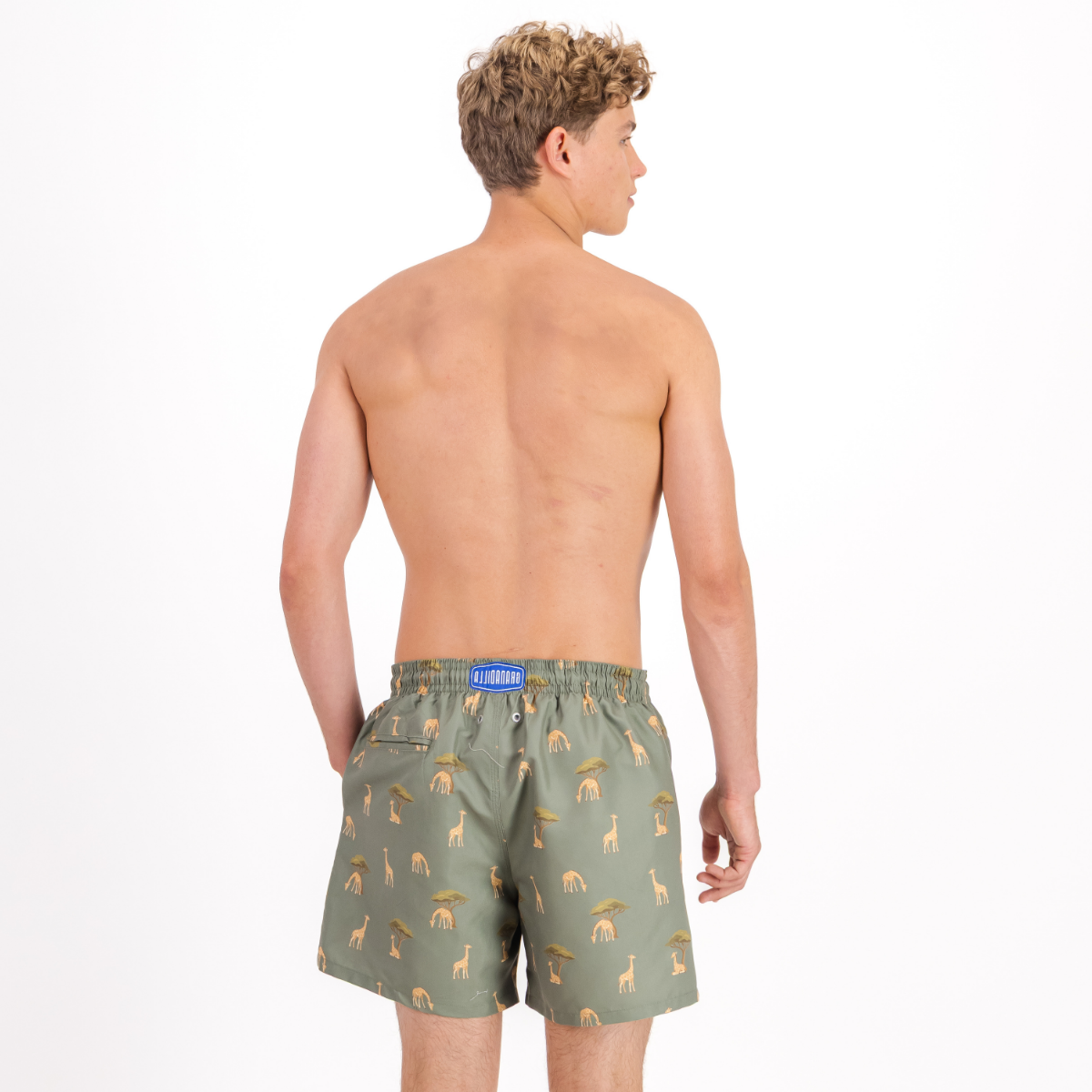 MID-LENGTH SWIM SHORTS | GIRAFFE / GREEN