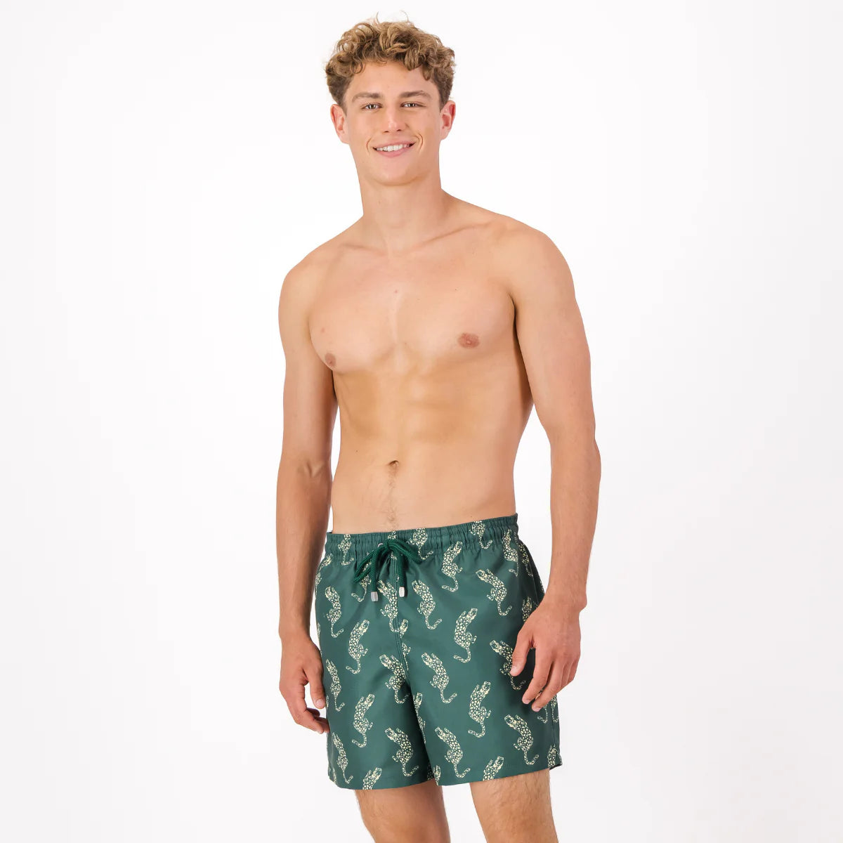 Mid Length Swim Short | Leopard Emerald