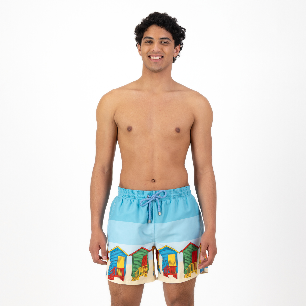 Mid Length Swim Short | Muizenburg Huts Blue