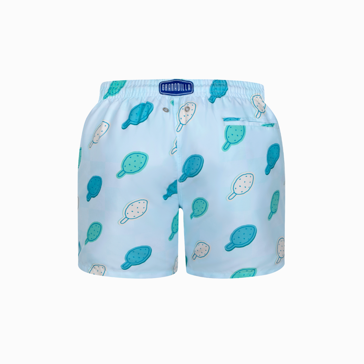 Mid Length Swim Short | Checkerboard Lolly Blue
