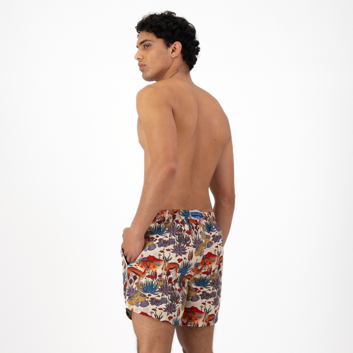MID-LENGTH SWIM SHORTS | KAROO / CREAM
