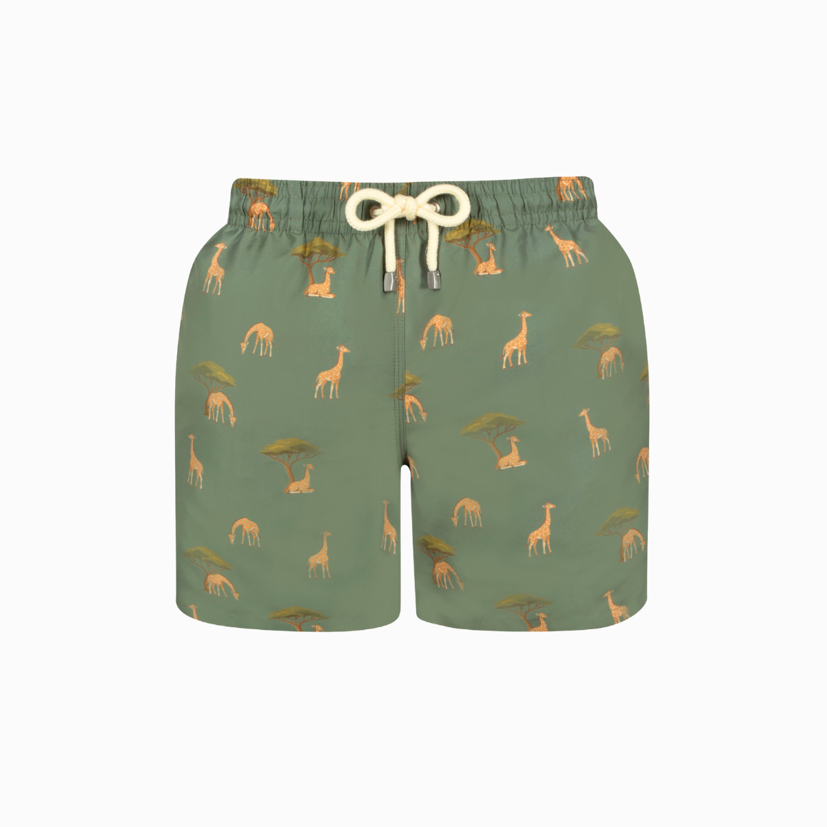 MID-LENGTH SWIM SHORTS | GIRAFFE / GREEN