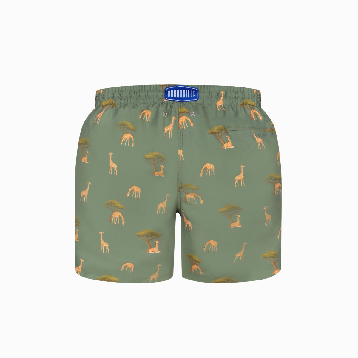 MID-LENGTH SWIM SHORTS | GIRAFFE / GREEN