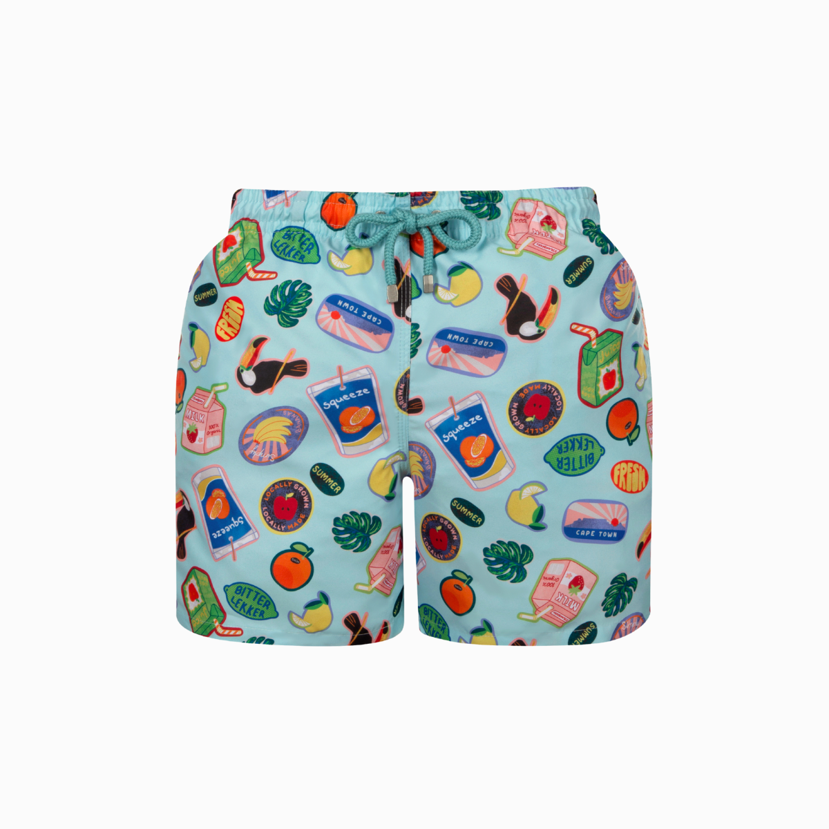 MID-LENGTH SWIM SHORTS | JUICE BOX / BLUE