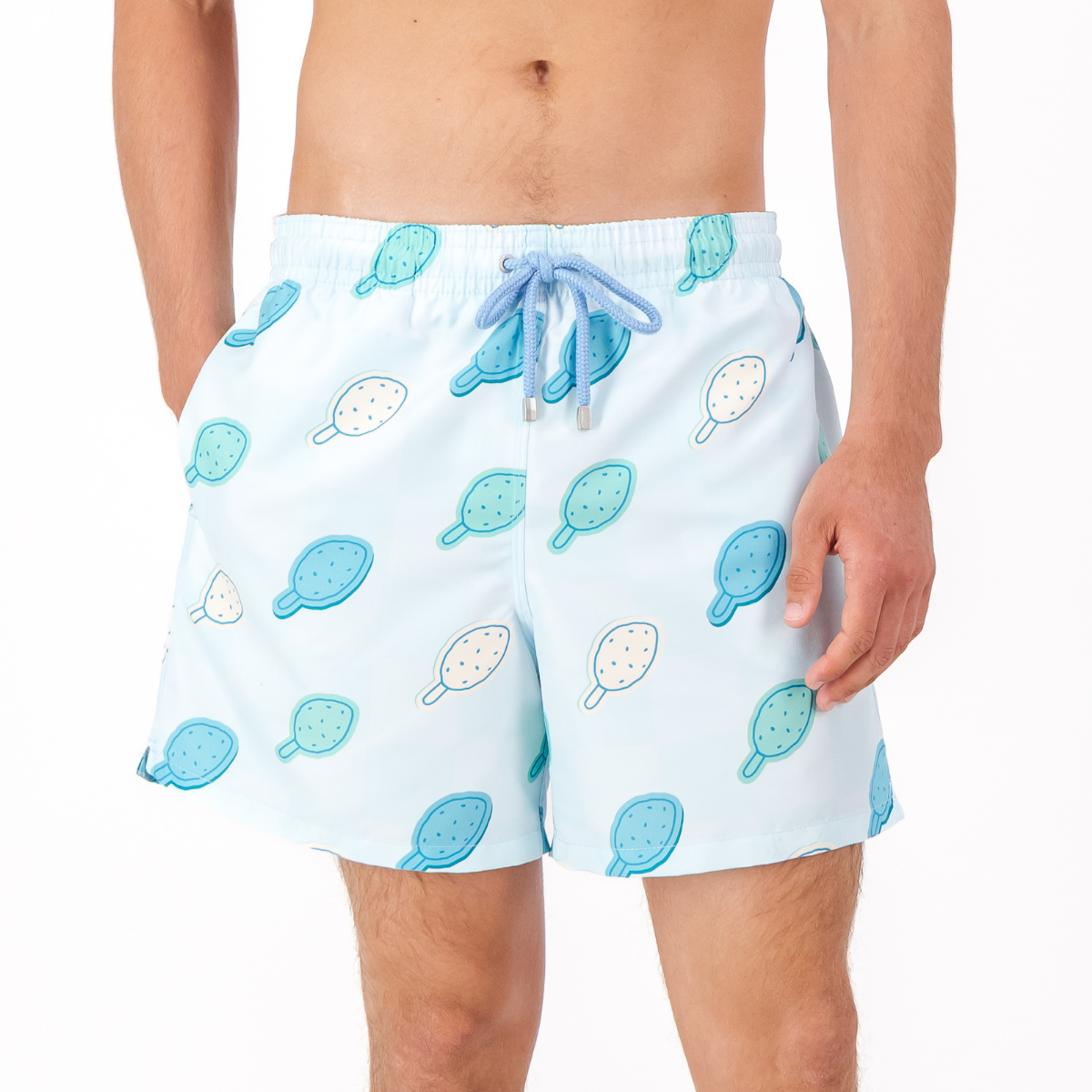 Mid Length Swim Short | Checkerboard Lolly Blue
