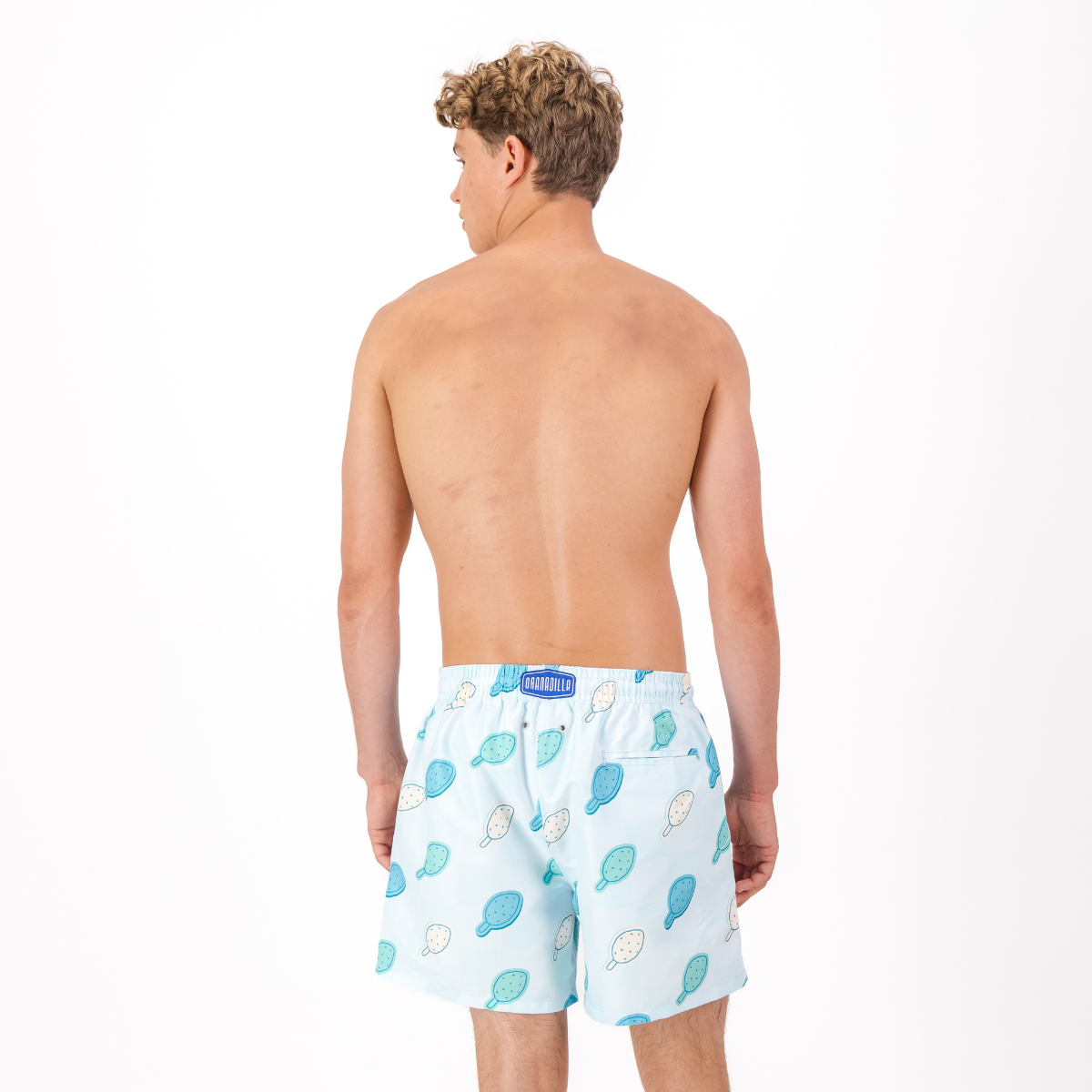Mid Length Swim Short | Checkerboard Lolly Blue