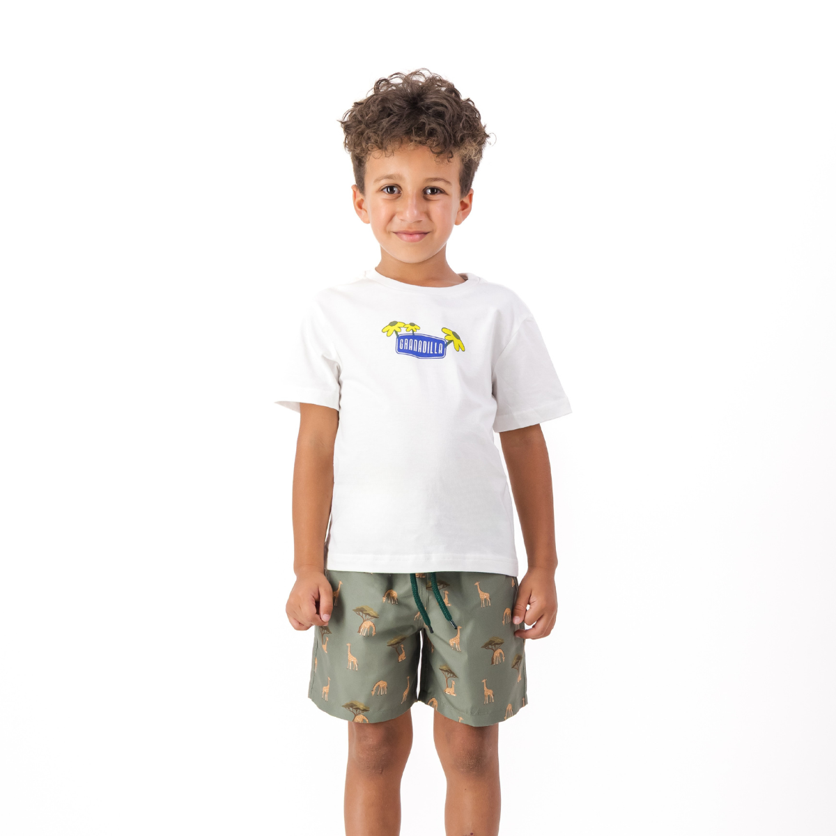 Kids Swim Shorts | Giraffe Green