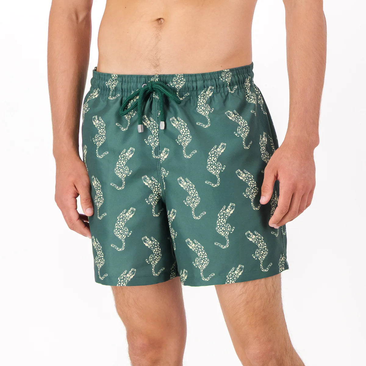 Mid Length Swim Short | Leopard Emerald