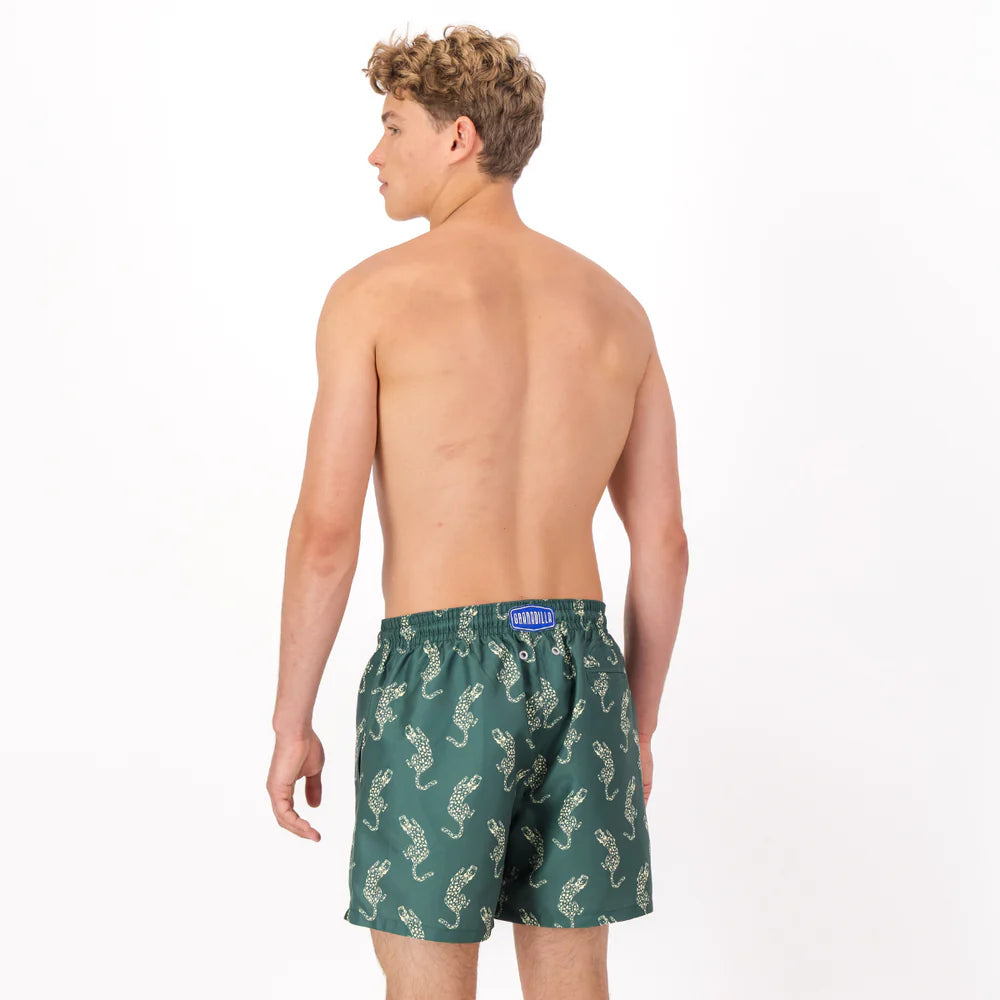 Mid Length Swim Short | Leopard Emerald