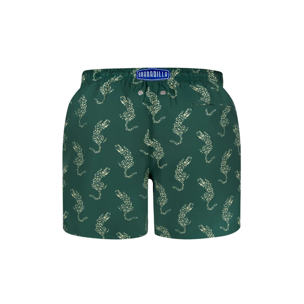 Mid Length Swim Short | Leopard Emerald