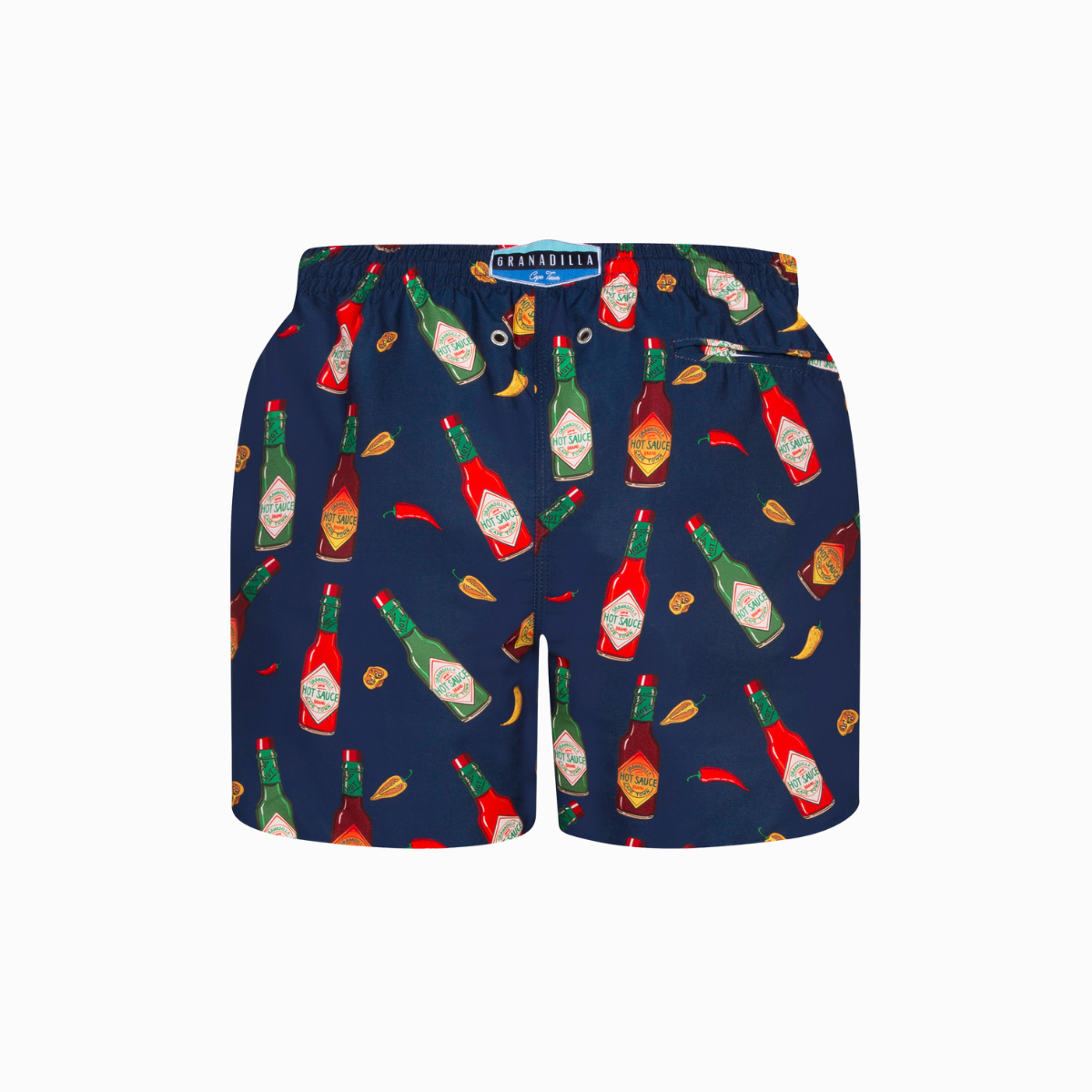 MID-LENGTH SWIM SHORTS | HOT SAUCE / NAVY