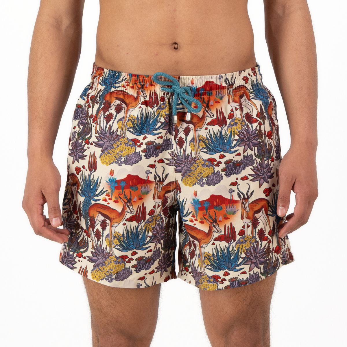 MID-LENGTH SWIM SHORTS | KAROO / CREAM