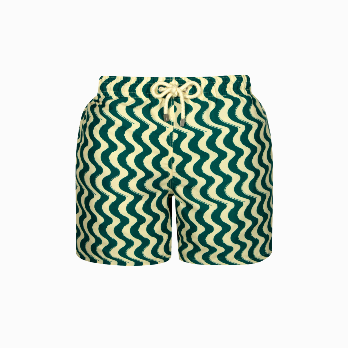 MID-LENGTH SWIM SHORTS | WAVY STRIPE / GREEN